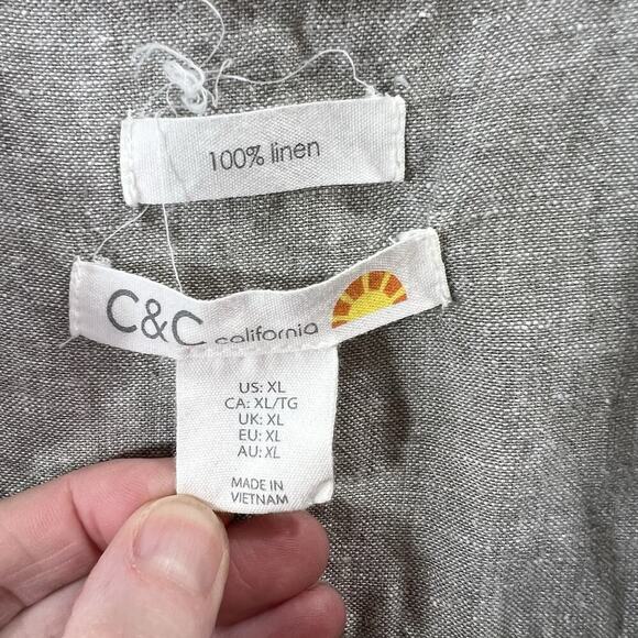 C&C California Women's Linen Jumpsuit Shorts Size XL Gray Minimalist Beachy Airy - Picture 6 of 12